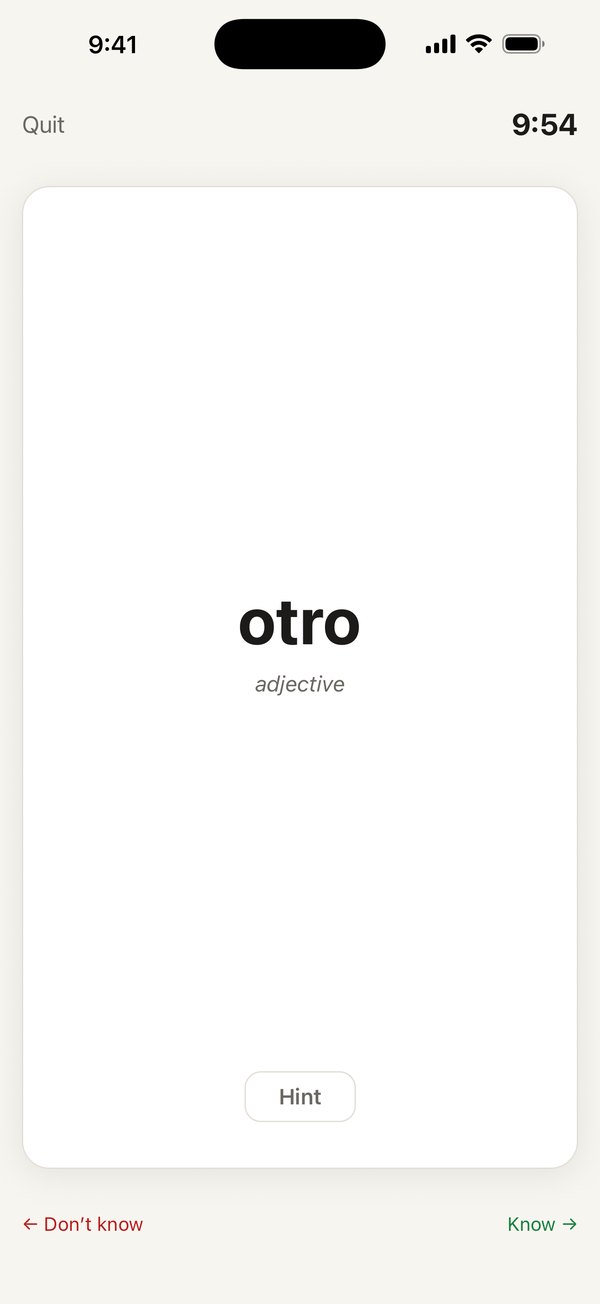 A flashcard showing the Spanish word otro